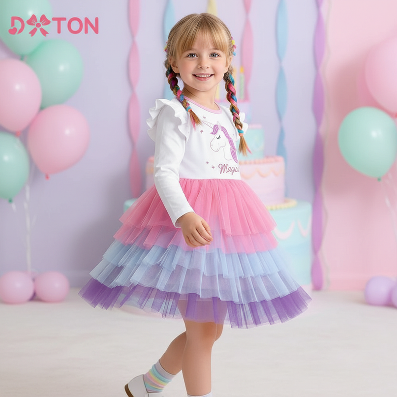 toddler unicorn dress - three-quarter