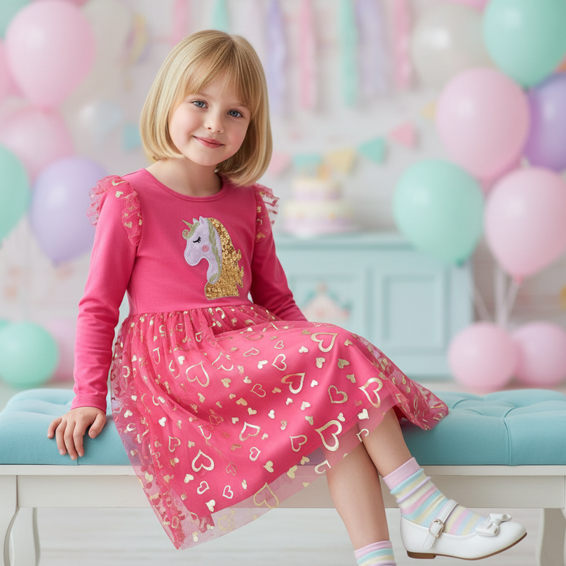toddler unicorn dress v2 - sitting