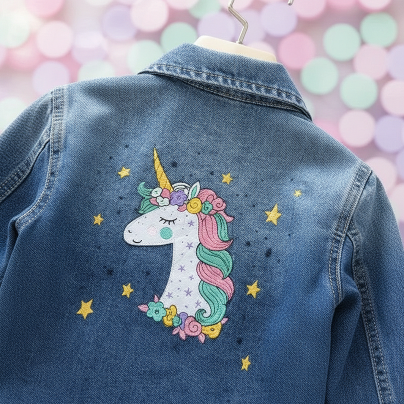 toddler unicorn jacket - detail