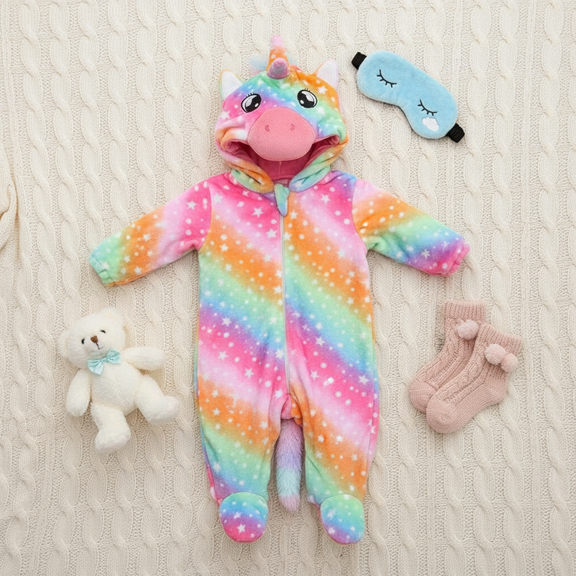 toddler unicorn onesie - flat-lay