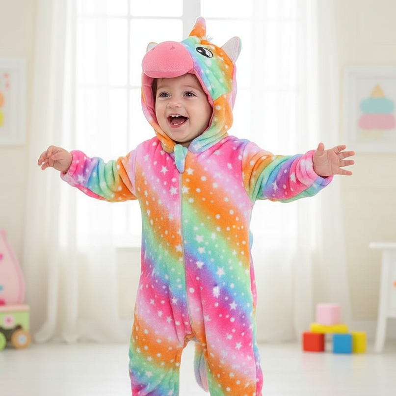 toddler unicorn onesie - in-use