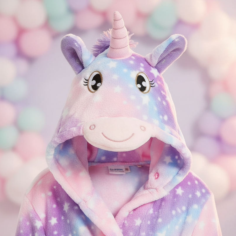 toddler unicorn robe - detail