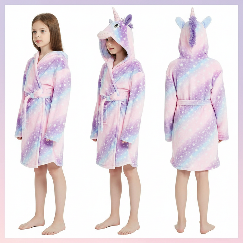 toddler unicorn robe - white-bg