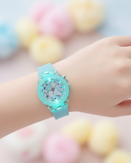 transparent unicorn watch - in-use