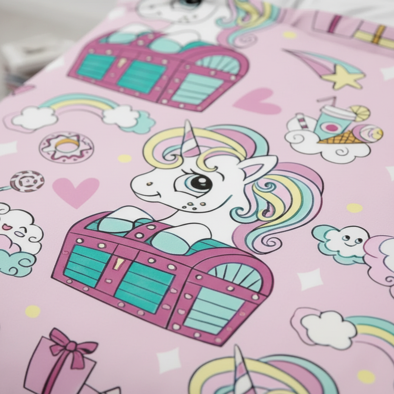 treasure chest candy unicorn bedding - detail