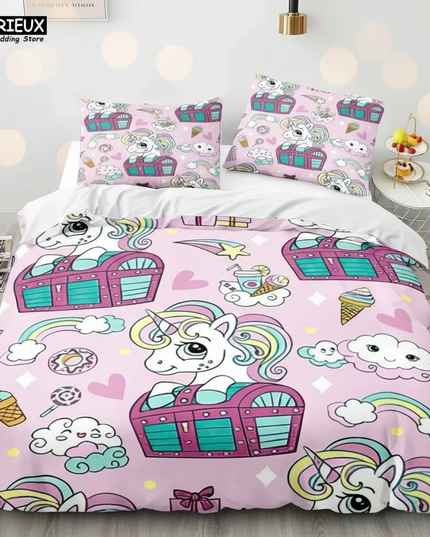 treasure chest candy unicorn bedding - lifestyle