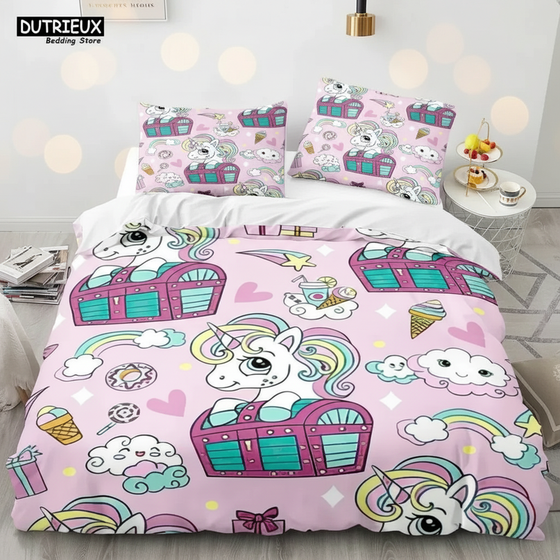treasure chest candy unicorn bedding - lifestyle