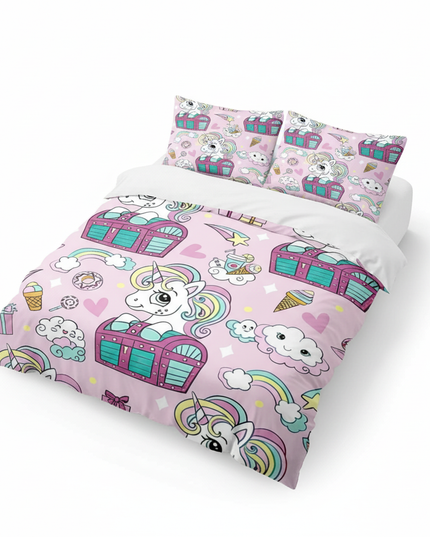 treasure chest candy unicorn bedding - white-bg