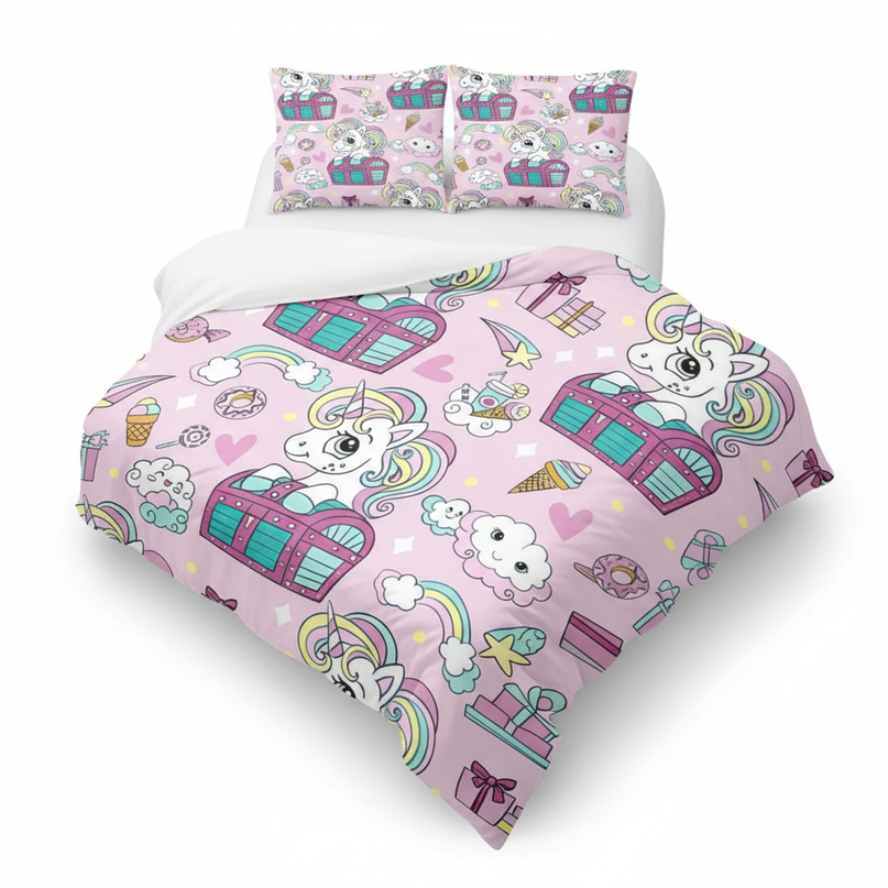 treasure chest unicorn bedding - white-bg