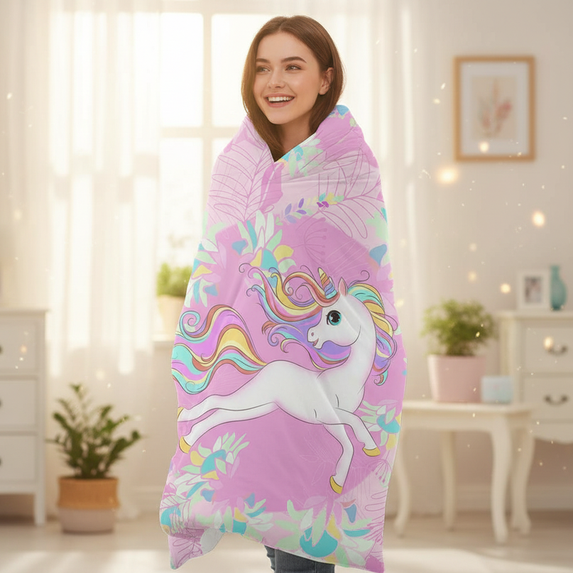 tropical unicorn bedding - in-use