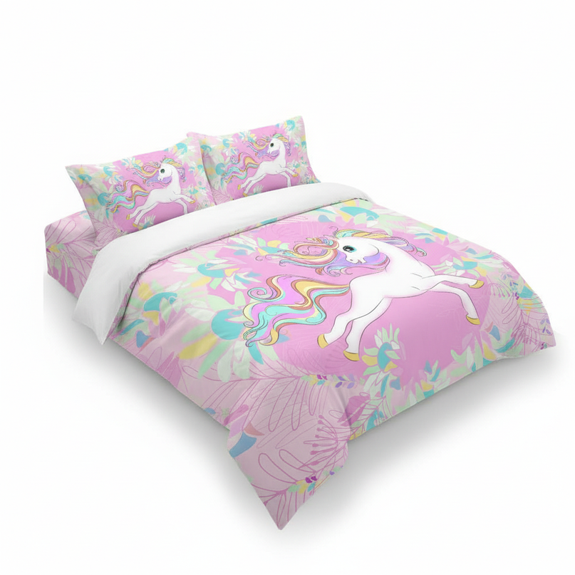 tropical unicorn bedding - white-bg