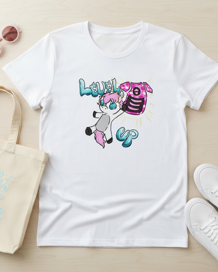 turquoise unicorn shirt - flat-lay