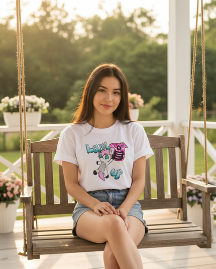 turquoise unicorn shirt - in-use