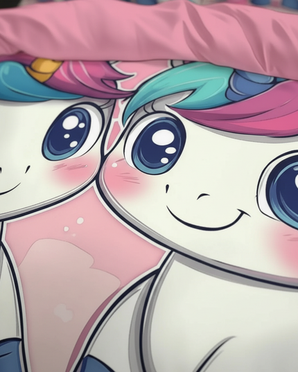 twin chibi unicorn bedding - detail