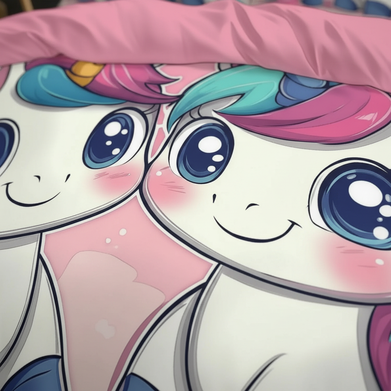 twin chibi unicorn bedding - detail