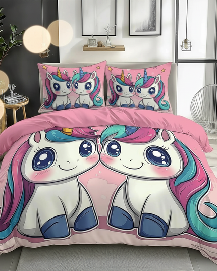 twin chibi unicorn bedding - lifestyle