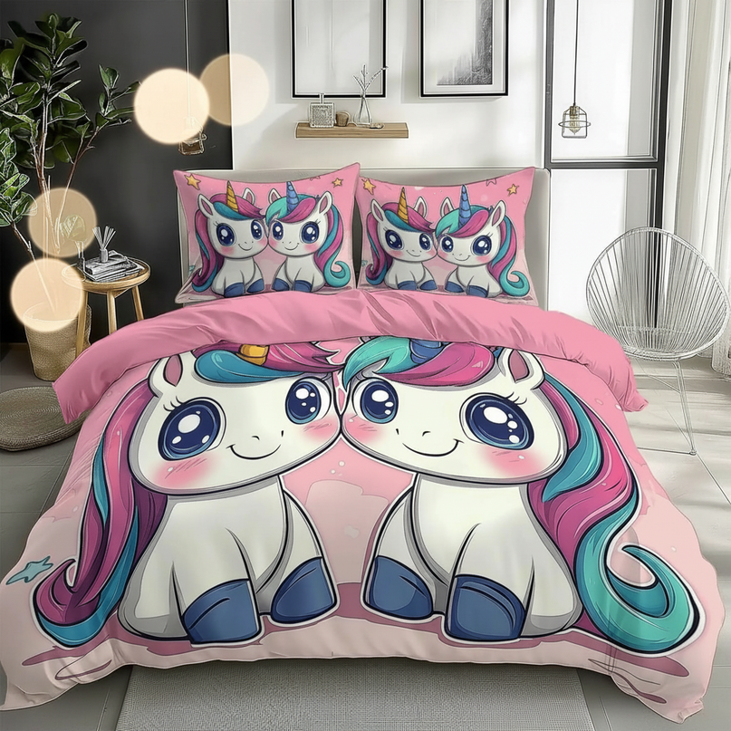 twin chibi unicorn bedding - lifestyle
