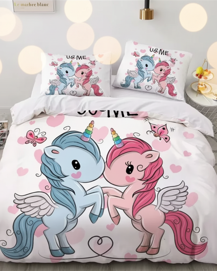twin couple love unicorn bedding - lifestyle