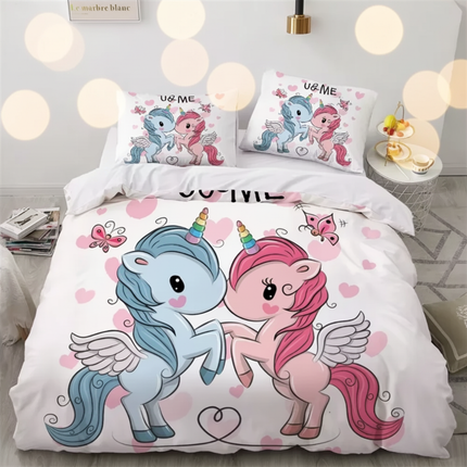 twin couple love unicorn bedding - lifestyle