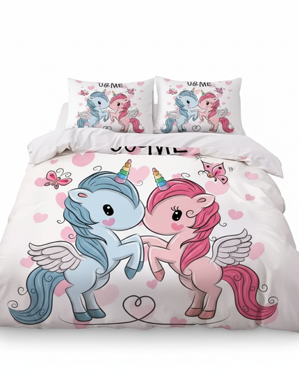 twin couple love unicorn bedding - white-bg