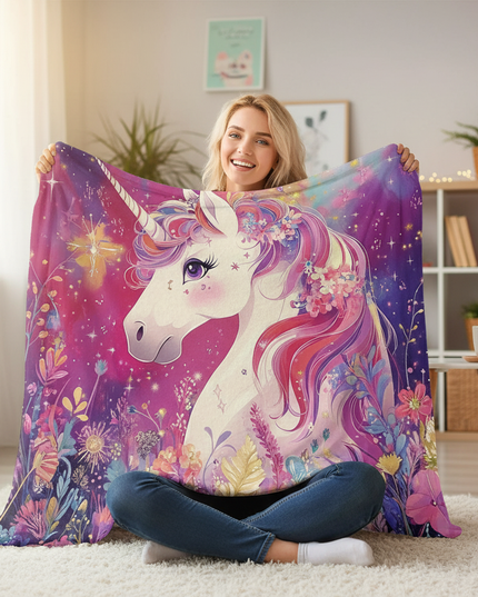 twin size unicorn blanket - in-use