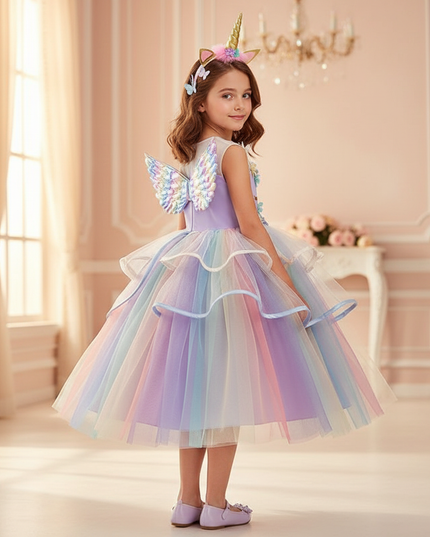 unicorn 1st birthday dress - back