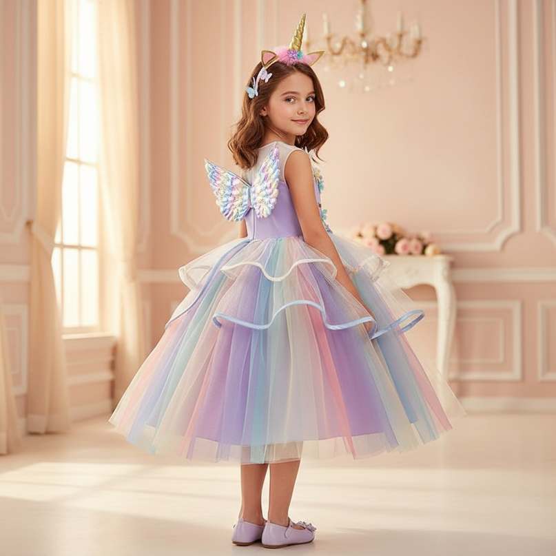 unicorn 1st birthday dress - back