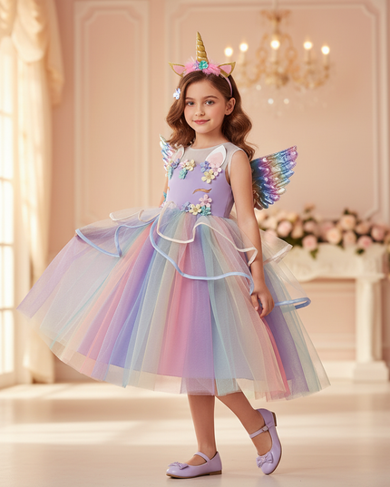 unicorn 1st birthday dress - front