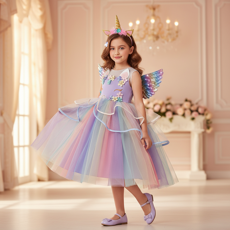unicorn 1st birthday dress - front