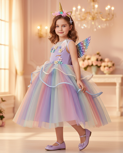 unicorn 1st birthday dress - three-quarter