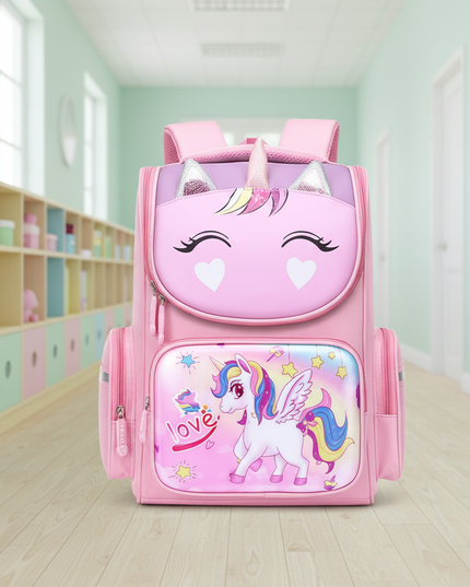 unicorn 3d school backpack small pink - lifestyle