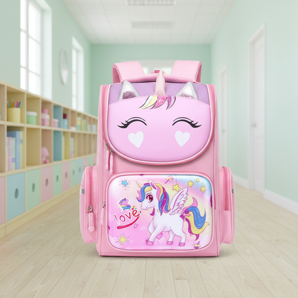 unicorn 3d school backpack small pink - lifestyle