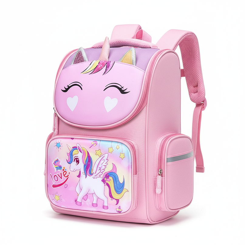 unicorn 3d school backpack small pink - white-bg