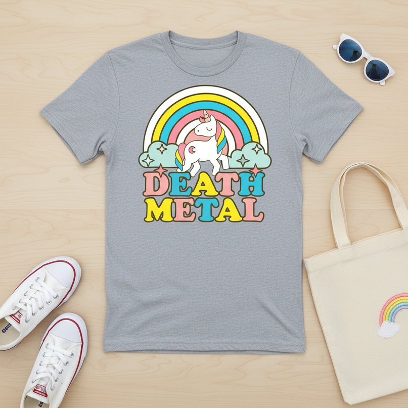 unicorn academy shirt - flat-lay