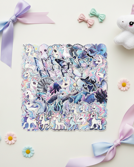 unicorn aesthetic stickers - flat-lay