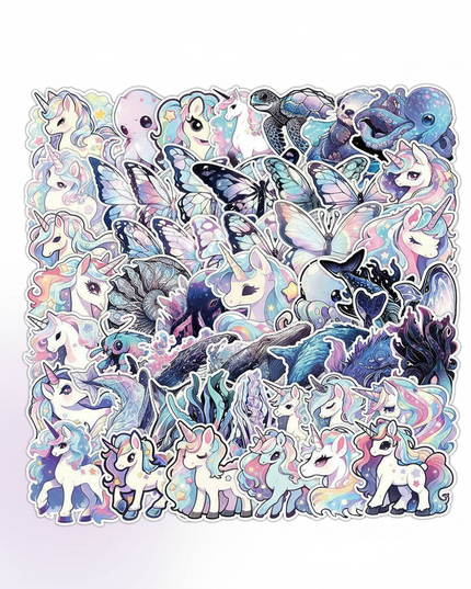 unicorn aesthetic stickers - white-bg