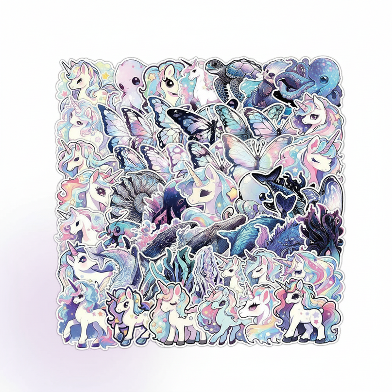 unicorn aesthetic stickers - white-bg