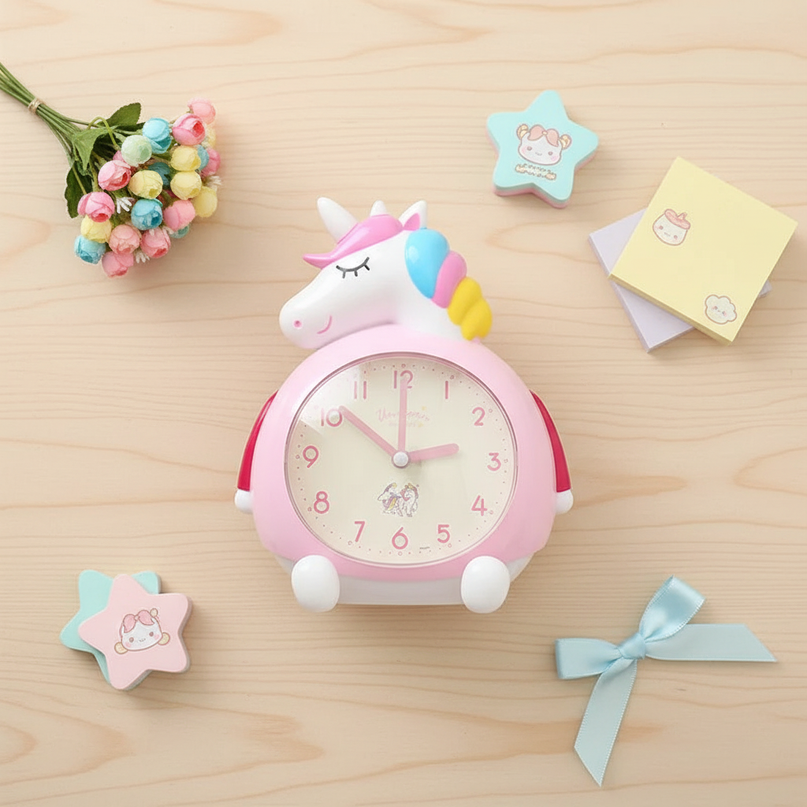 unicorn alarm clock - flat-lay