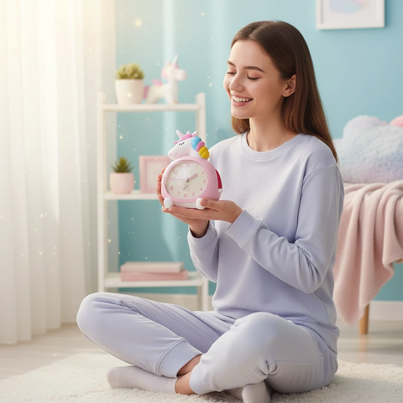 unicorn alarm clock - in-use