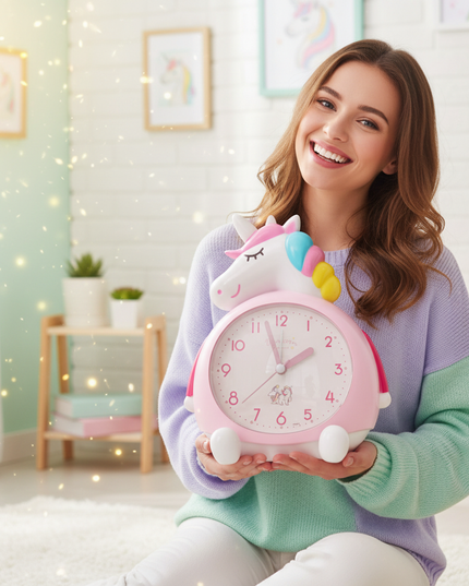 unicorn alarm clock with light - in-use