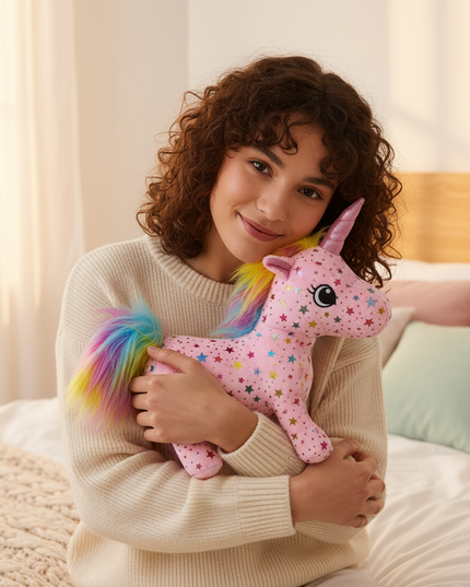 unicorn alpaca plush - in-use