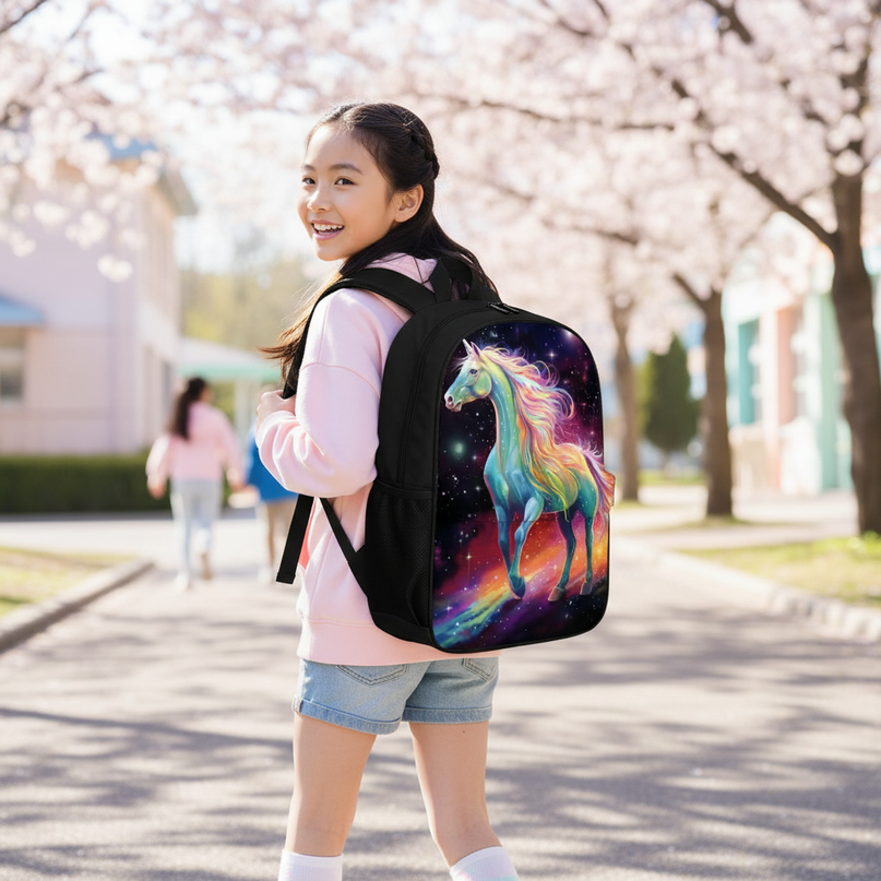 unicorn anime print backpack - in-use