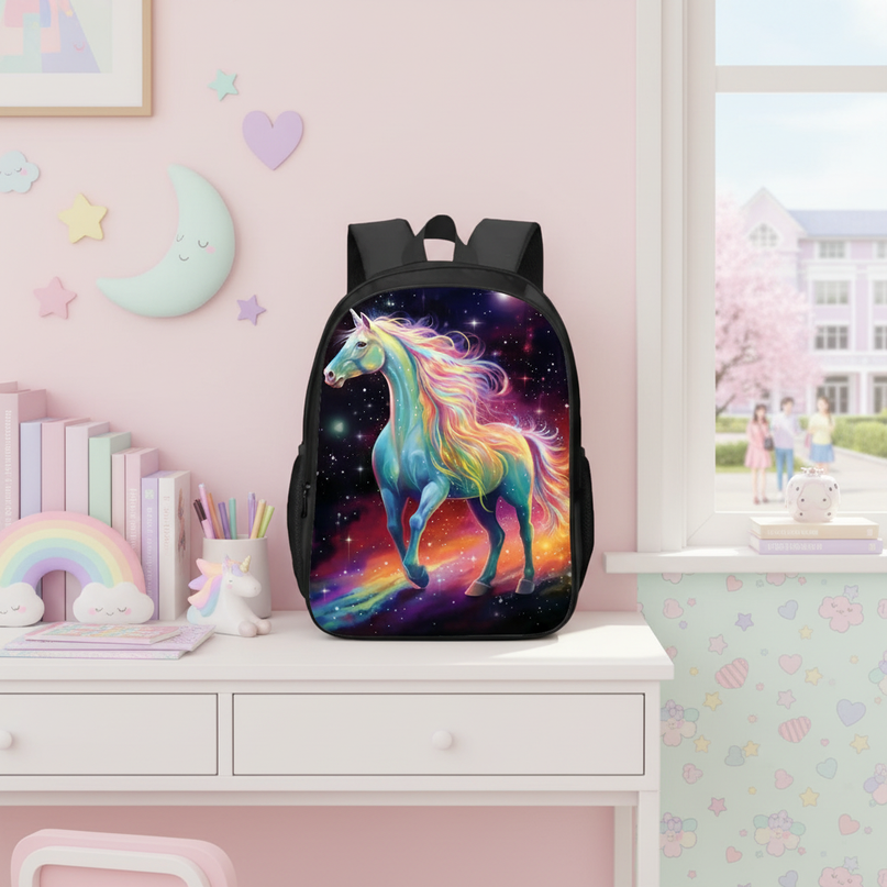 unicorn anime print backpack - lifestyle
