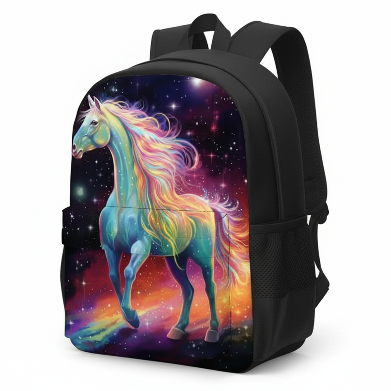unicorn anime print backpack - white-bg