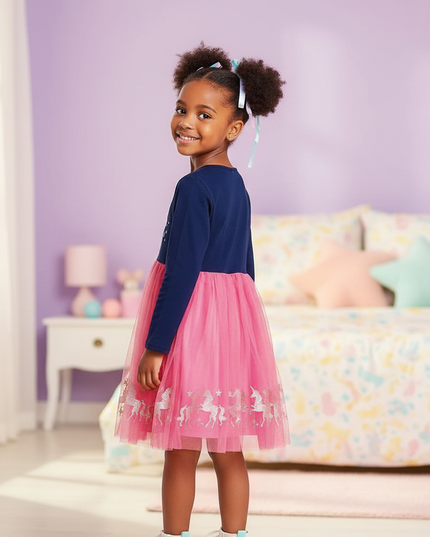 unicorn applique casual dress - back
