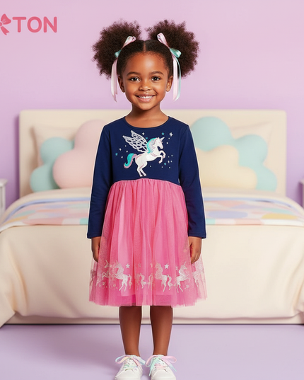 unicorn applique casual dress - detail