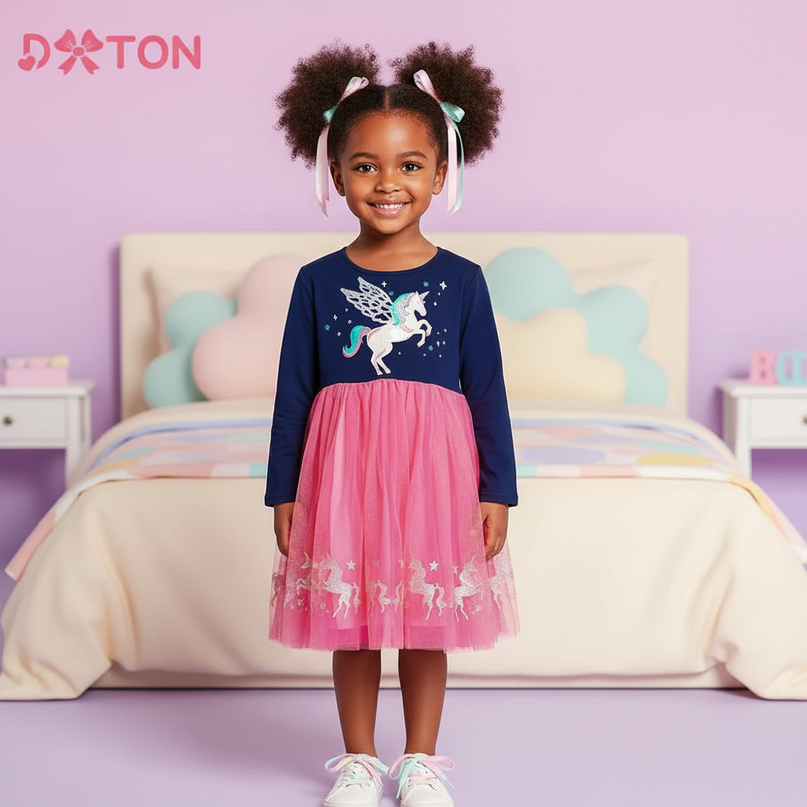 unicorn applique casual dress - detail