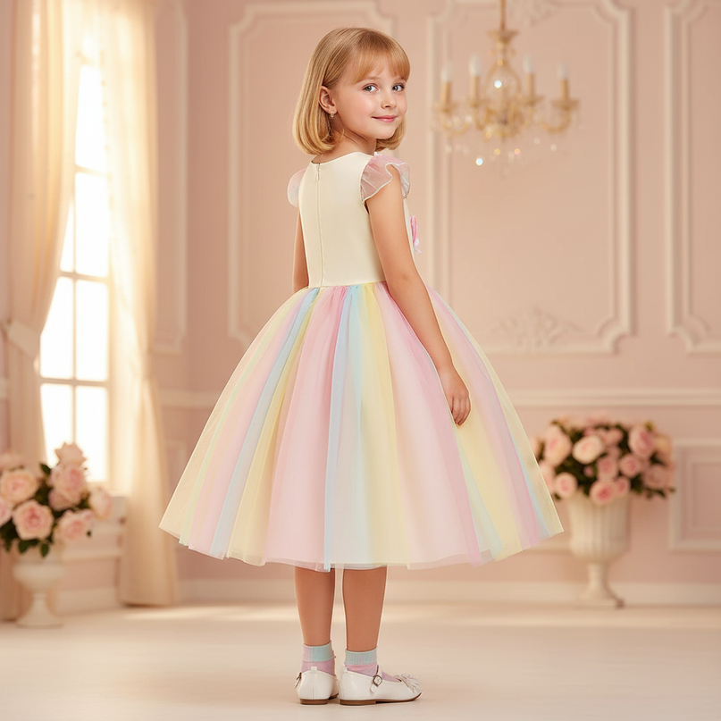 unicorn applique dress girls - back