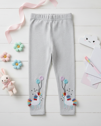 unicorn applique leggings - flat-lay