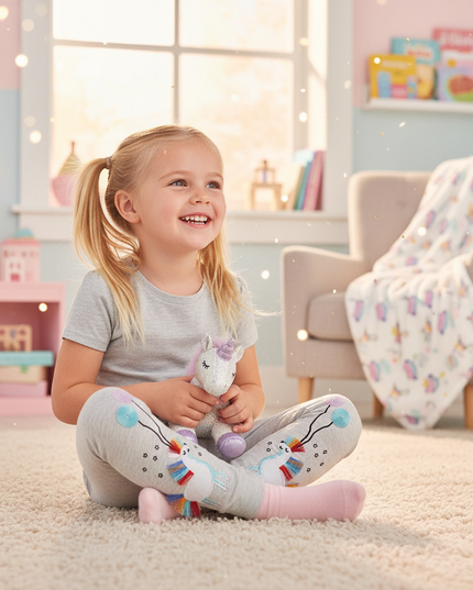 unicorn applique leggings - in-use